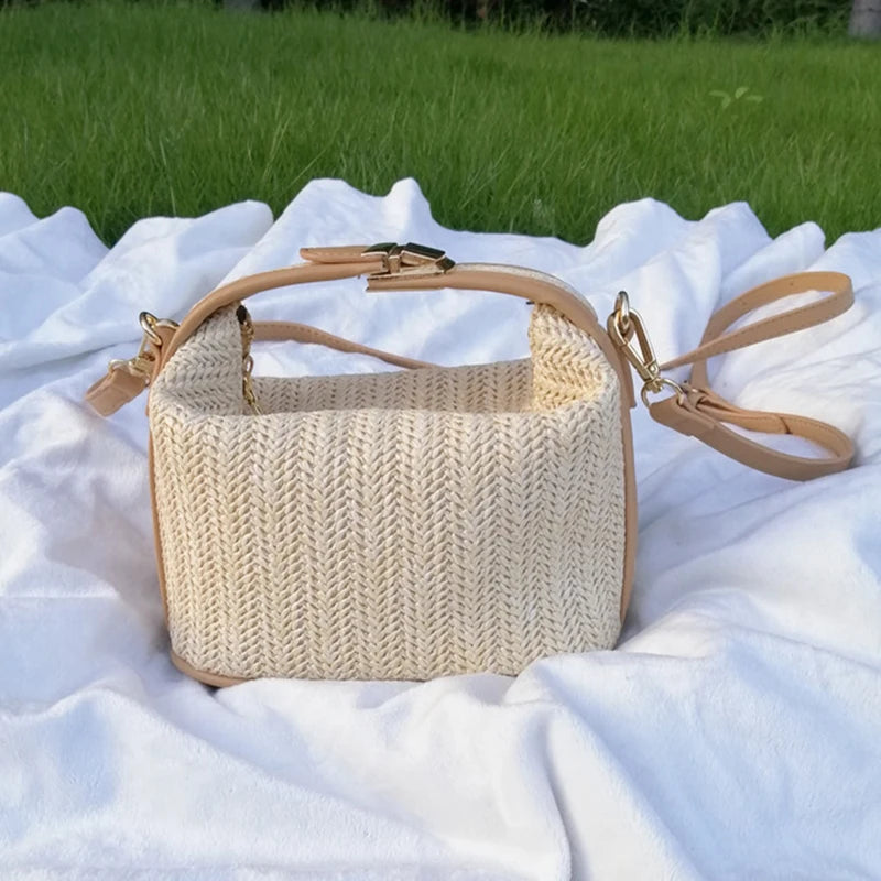 Summer Small Straw Trendy Shoulder Woven Bucket Bag