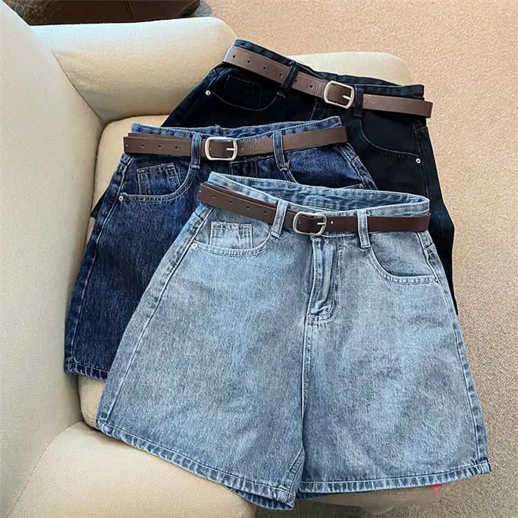 Denim shorts high waist loose wide Legs