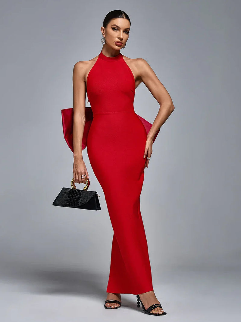 Halter Backless Off Shoulder Sleeveless Dress