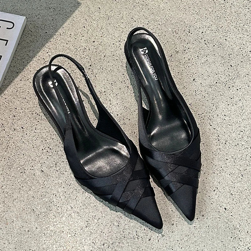 Silk Fashion Shallow Women Low Heel Pumps Shoes