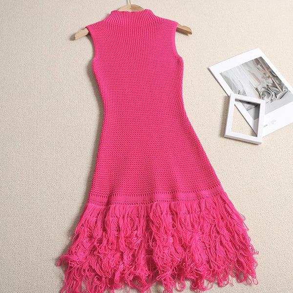 Casual Hips Mini Tassel Dress