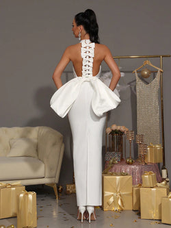 Halter Backless Off Shoulder Sleeveless Dress