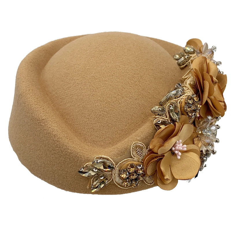 Church Fascinator With Flower Ladies Soft Beret Caps