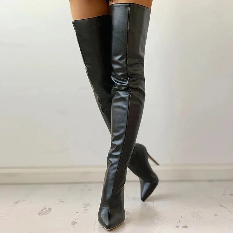 High Heel 11cm Over Knee Back Zipper Boots