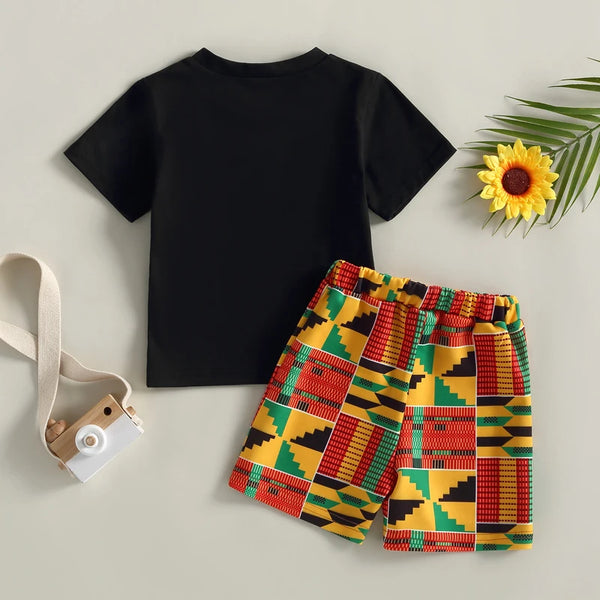 African Style Casual Street Chest Pocket Shirt + Short Trousers