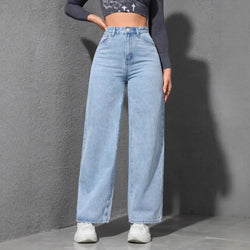 Wide Leg Pants Denims High Waist Washed