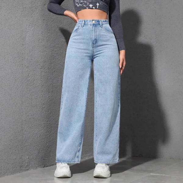 Wide Leg Pants Denims High Waist Washed