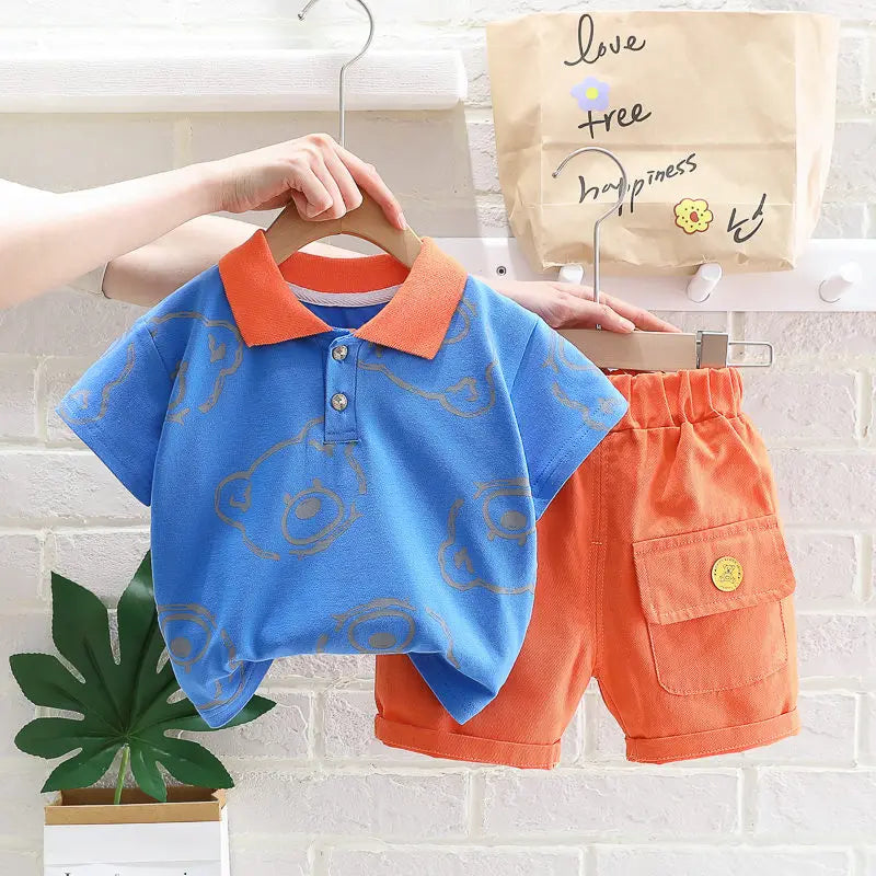 Boys Girls Cartoon Bear T Shirt Shorts 2Pcs/Set Tracksuits