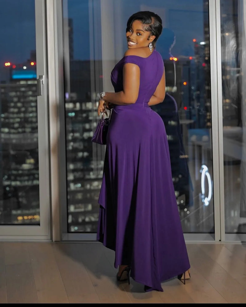 Ruched Sleeveless High Side Split Maxi Dress