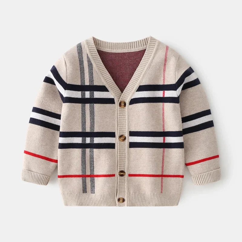 Warm Pullover Top Long Sleeve Plaid Sweater