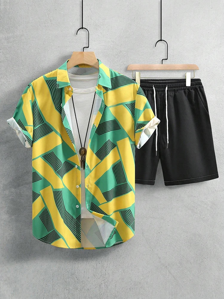 Everyday Short-sleeved Shirt And Sports Shorts Set