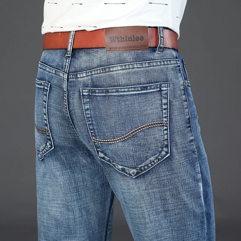 Spring Autumn Straight Elastic Slim Fit Casual Work Pants