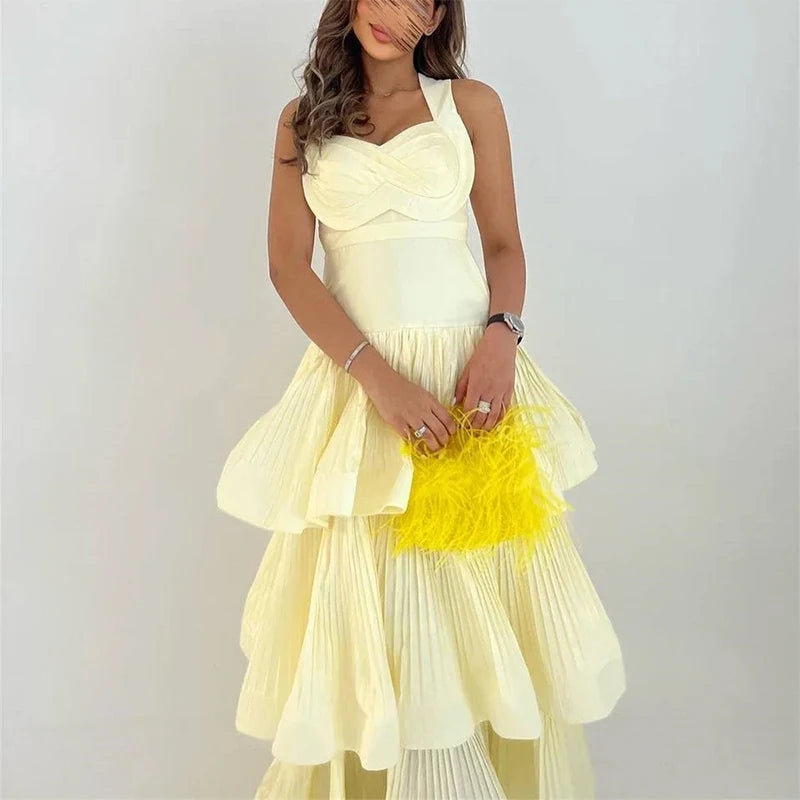 V-Neck Tiered Ruffle Dress