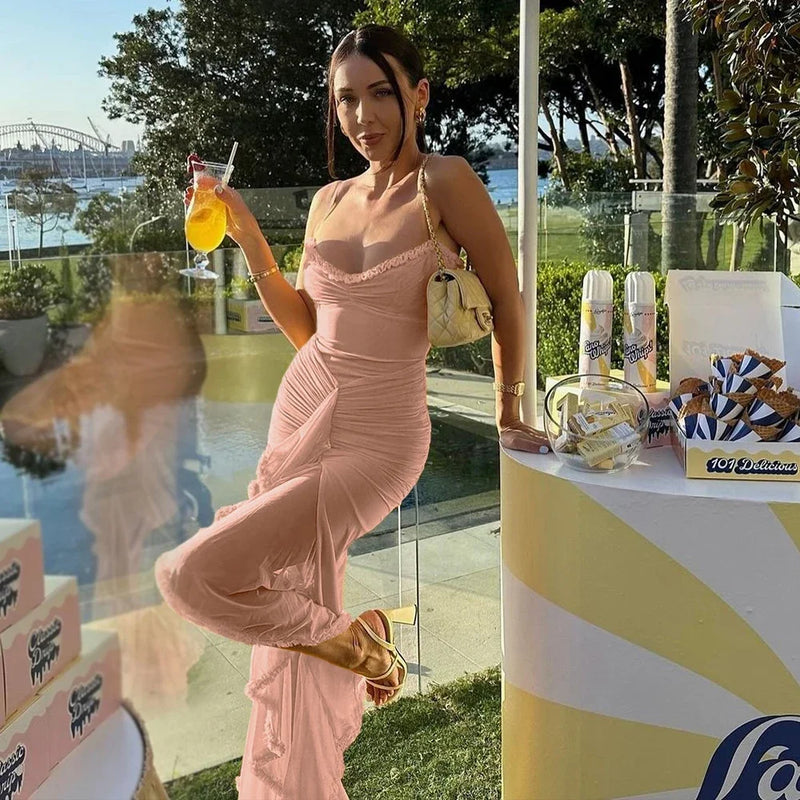 Suninheart Irregular Mesh Bodycon Dress