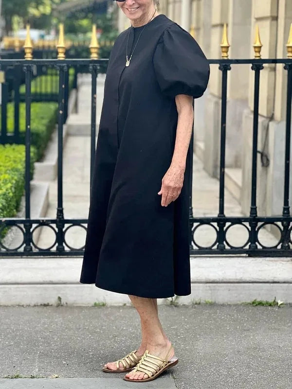 Trendy Round-neck Simple Short Sleeves A-line Mini Dress