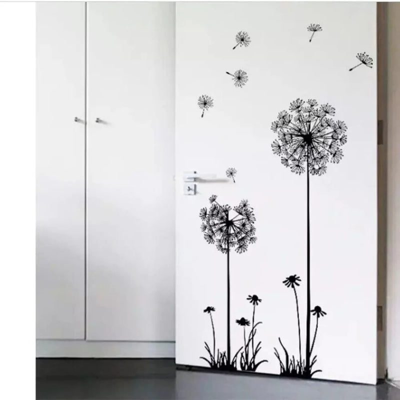 Black Dandelion Sitting Room Bedroom Wall Stickers