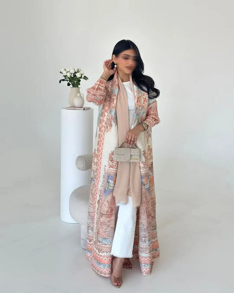 Retro Printed Long Sleeved Abaya