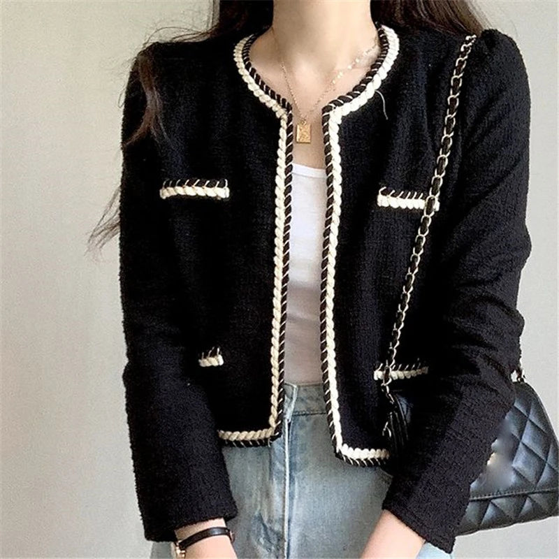 Chic Early Autumn Lace Trim Ort Coat