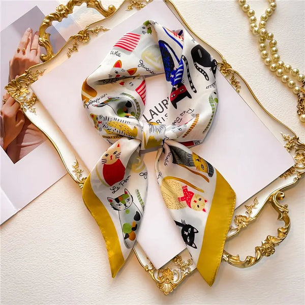 Satin Bandana Print Scarves
