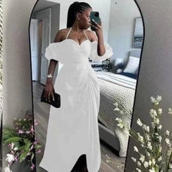 V Neck Halter Elegant Wedding Guest Dress