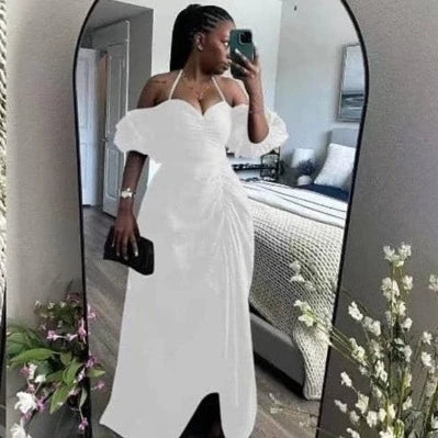 V Neck Halter Elegant Wedding Guest Dress