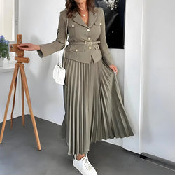 Elegant Spring Long Sleeved Jacket and Skirt Suit