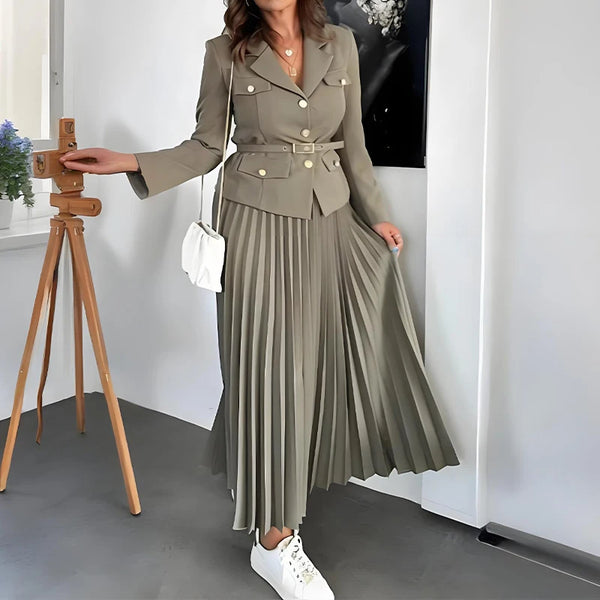 Elegant Spring Long Sleeved Jacket and Skirt Suit
