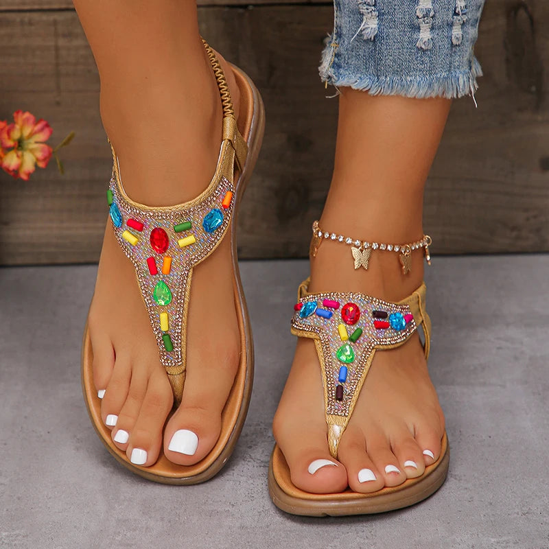 CAMINA Fashion Rhinestone Flat Sandals
