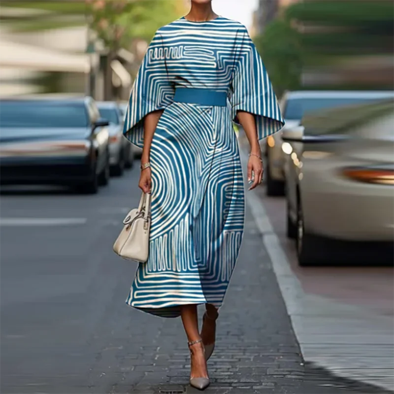 Elegant O-neck Half Sleeved Bohemian Vintage Dress