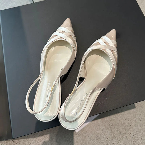 Silk Fashion Shallow Women Low Heel Pumps Shoes