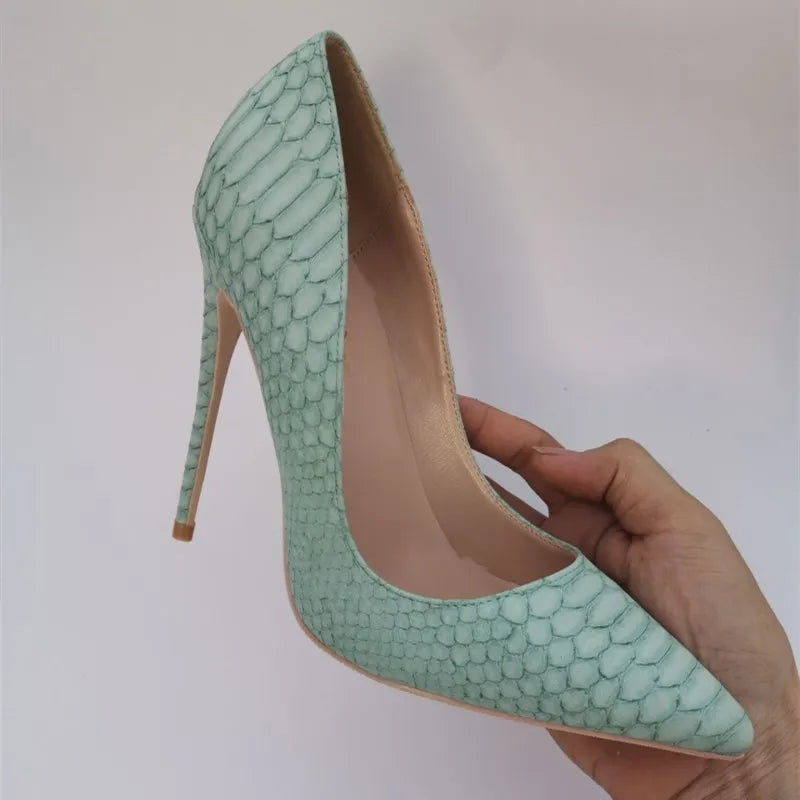 CAMINA light green snake pattern High Heel