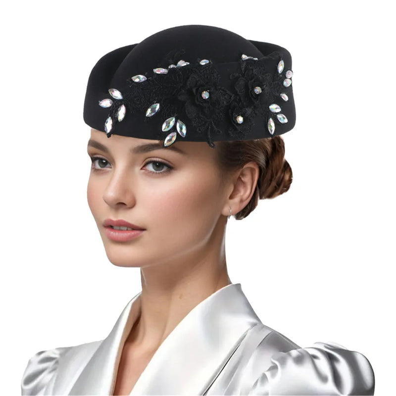 Church Fascinator With Flower Ladies Soft Beret Caps