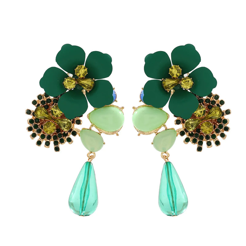 Elegant Colorful Resin Rhinestone Earrings