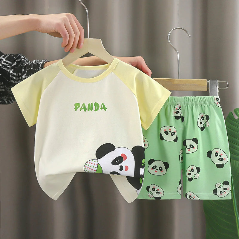 1-6T cotton short sleeve T shirt shorts cartoon set