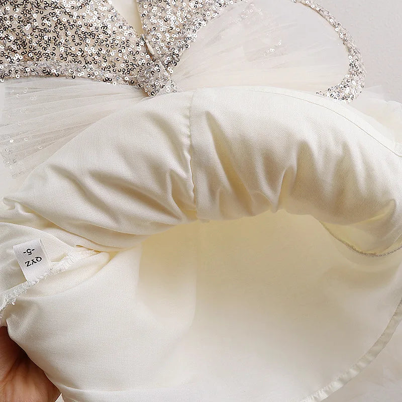 Sequined Vest Toddler Back Bow Princess Dress
