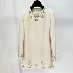 Round Neck Long Sleeve High Waist Loose Mini Dress