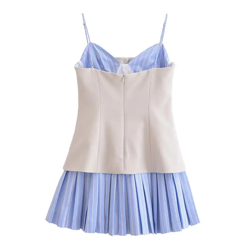Chic Patchwork Sling Tube Top Slim Mini Elegant Dress