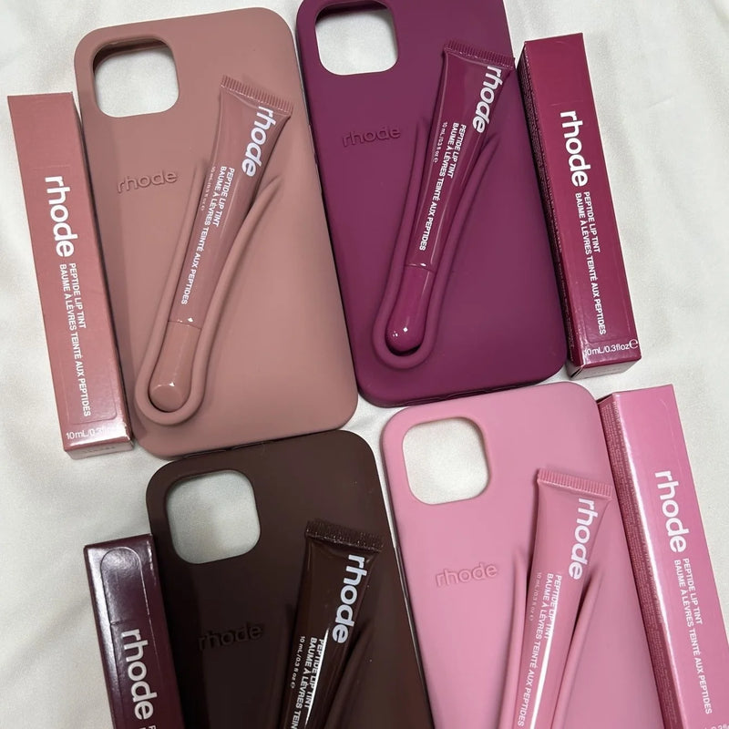 Ribbon Case for iPhone  11 14 13 12 15 16 Pro Max Plus Portable Lip Gloss Holder