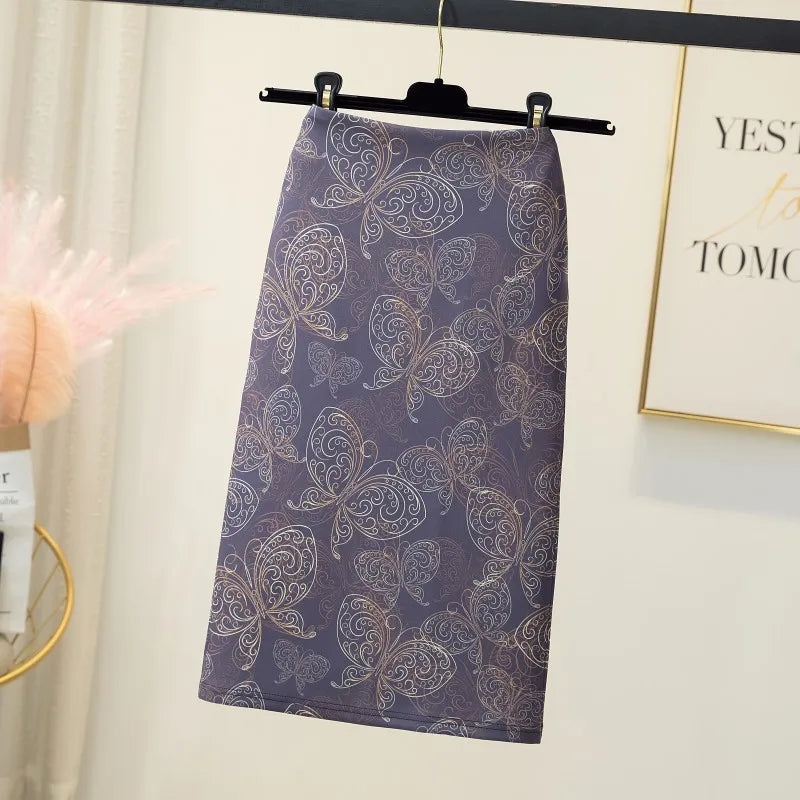 Vintage Flower Print Bodycon Pencil Skirt