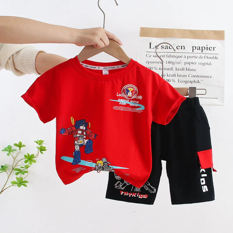 Summer Short Sleeve T Shirt and Shorts 2Pcs/Suit