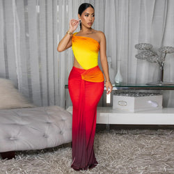 Draped Front One Shoulder Cutout Waist Bodycon Long Dress