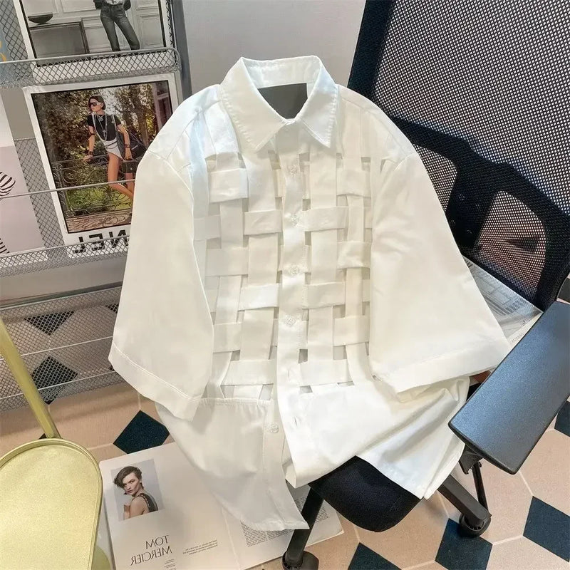 Elegant Long Sleeve Loose Waist Patchwork Blouse