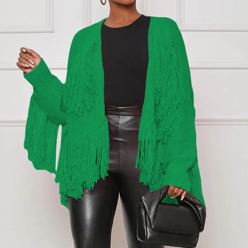 Casual Knitted Cardigan Tassel Sweater