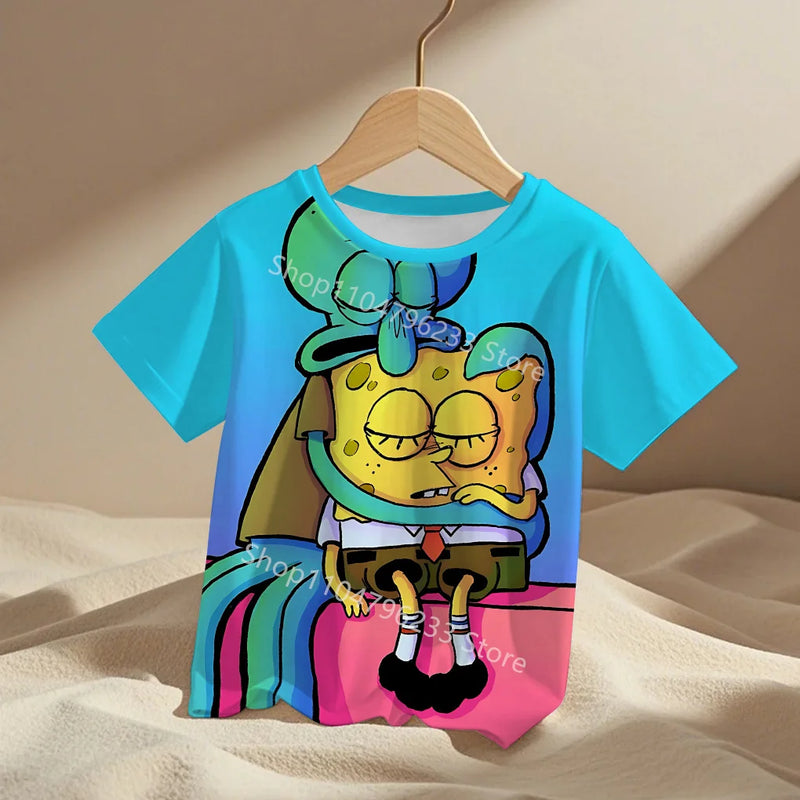 Cute cartoon SpongeBob Male T-Shirt Top