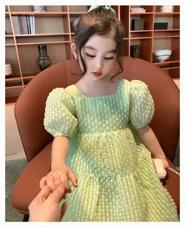 Short Sleeve Open Back Bow Princess Dress