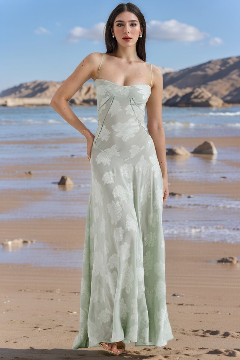 Suspender Summer Slim Back Lace-up Long Dress