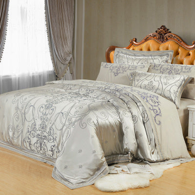 Ice Silk Jacquard Luxury High-end Linen And Cotton Bedding Set