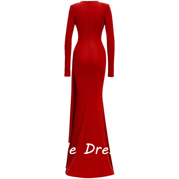 Long Sleeves O-Neck Dress  Zipper