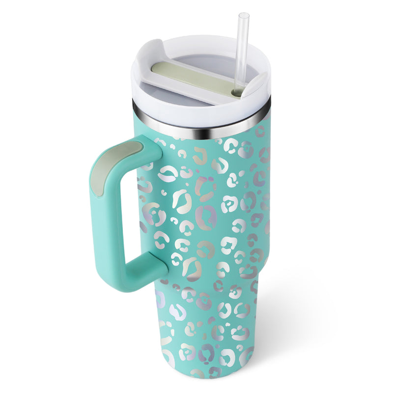 40 Oz Tumbler With Handle Straw Stainless Steel