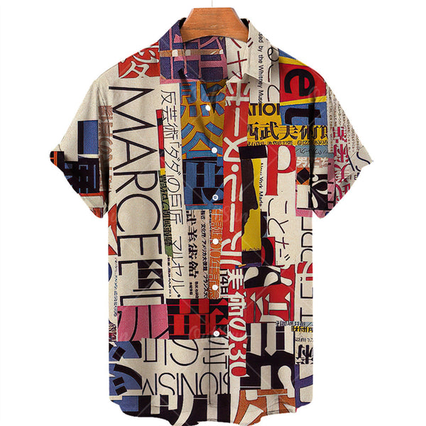 Lapel Hawaiian Shirt Men's Short Sleeve